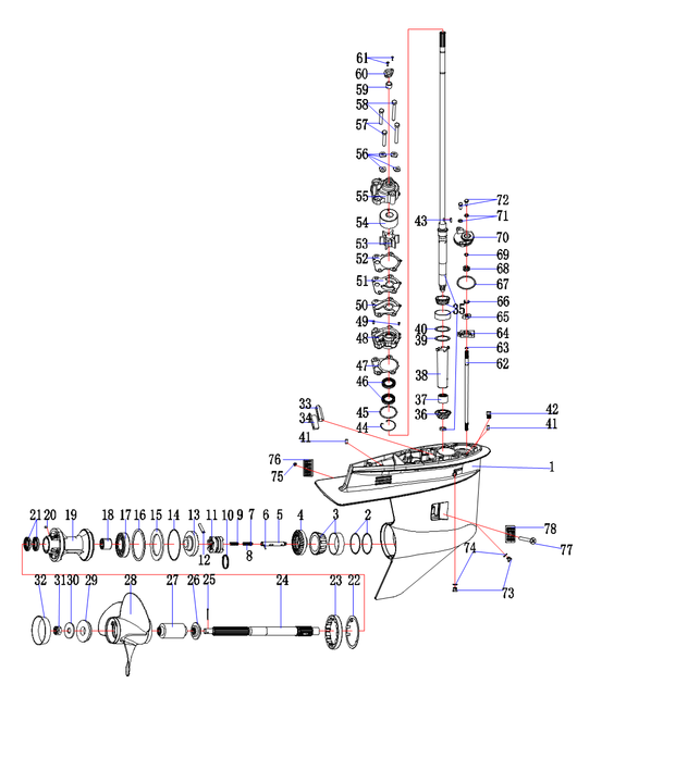 запчасти Купить Редуктор  на лодочный мотор Микатсу (Mikatsu) M60FHL